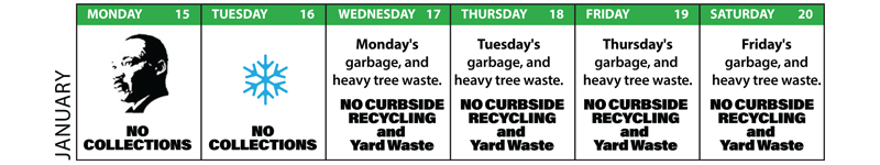 Updated Trash Pickup Calendar