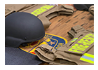 Ballistic Vest and helmets on table