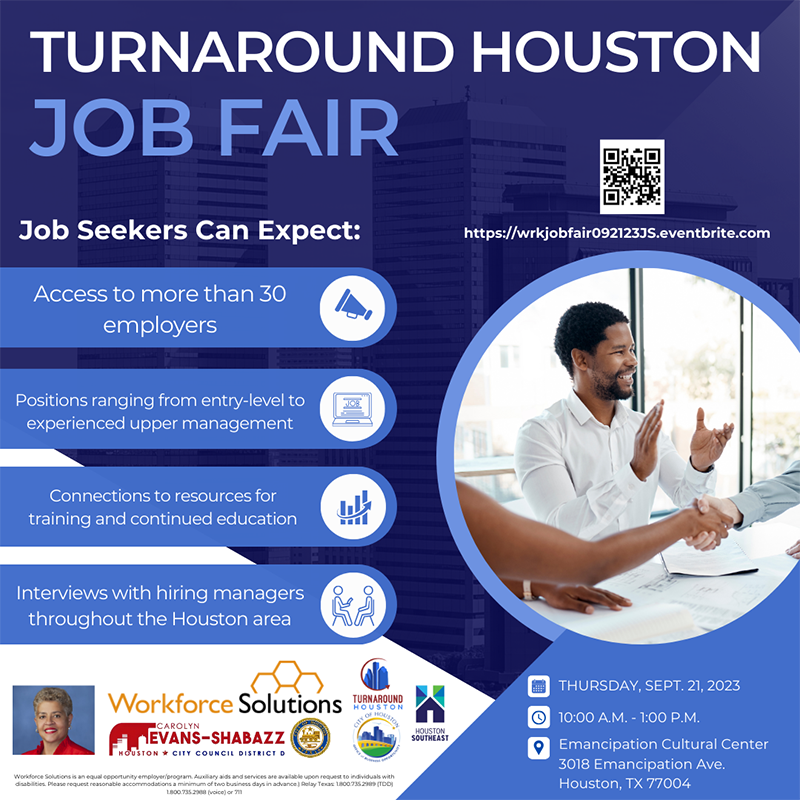 Turnaround Houston Job Fair Flyer - English