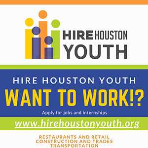 Hire Houston Youth 2021 Application Flyer