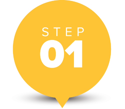 image of a step one in a yellow circle