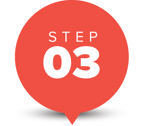 image of a step three in a red circle