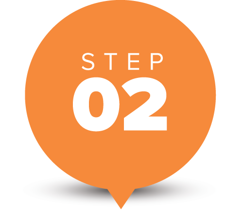 image of a step two in a orange circle