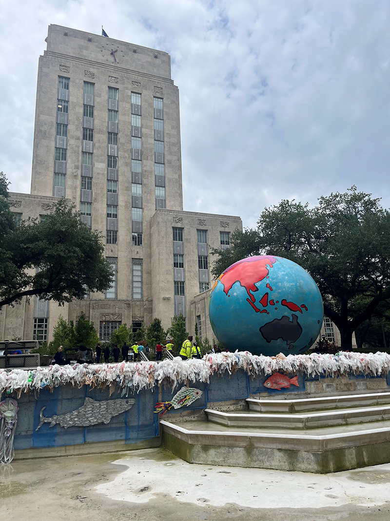 City Hall Decorated for Earth Day HTX