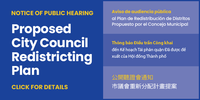 Notice Of Public Hearing: Proposed City Council Redistricting Plan