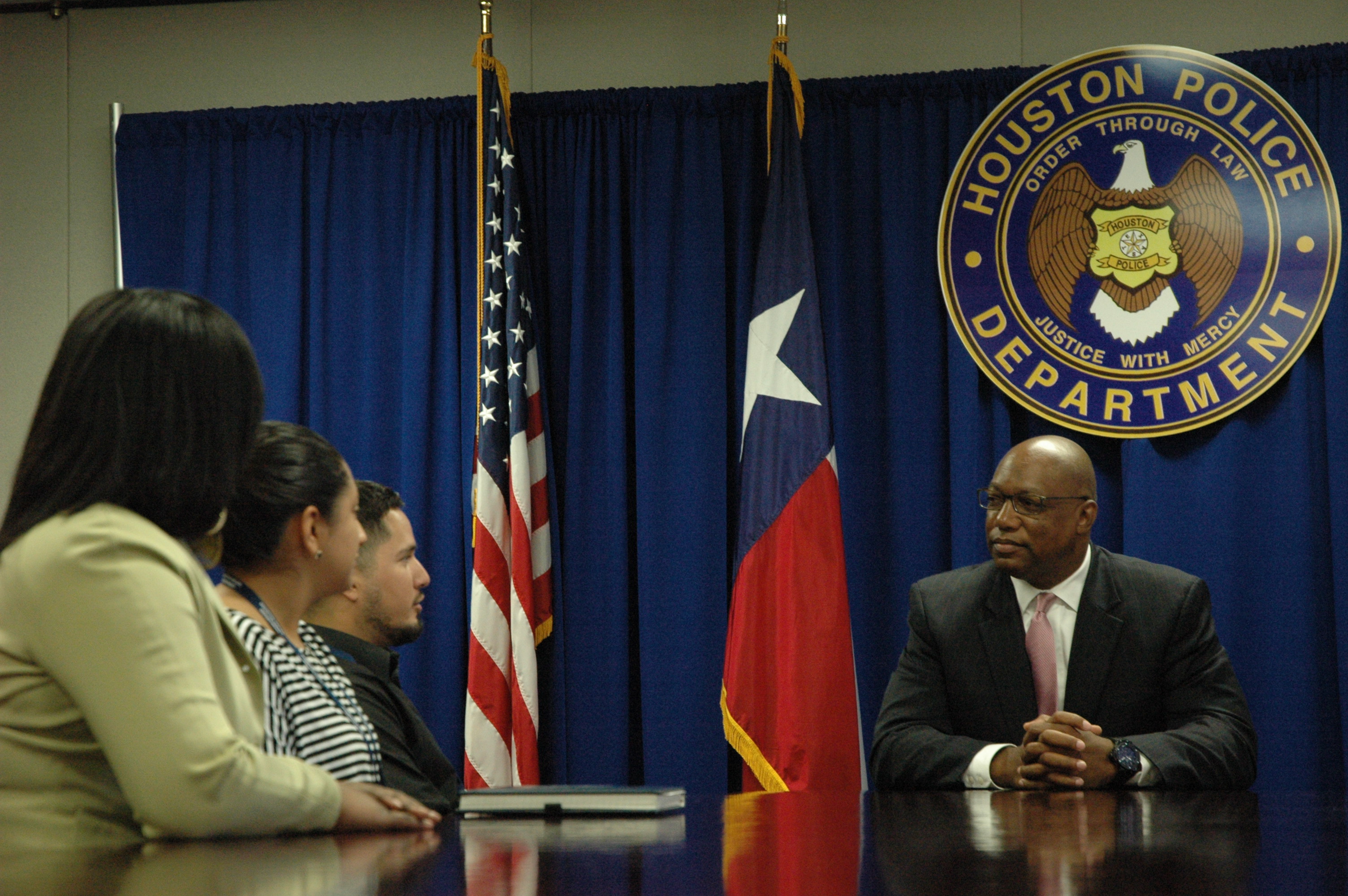 Houston Police Chief Charles A. McClelland, Jr. met with a group of HPD student interns